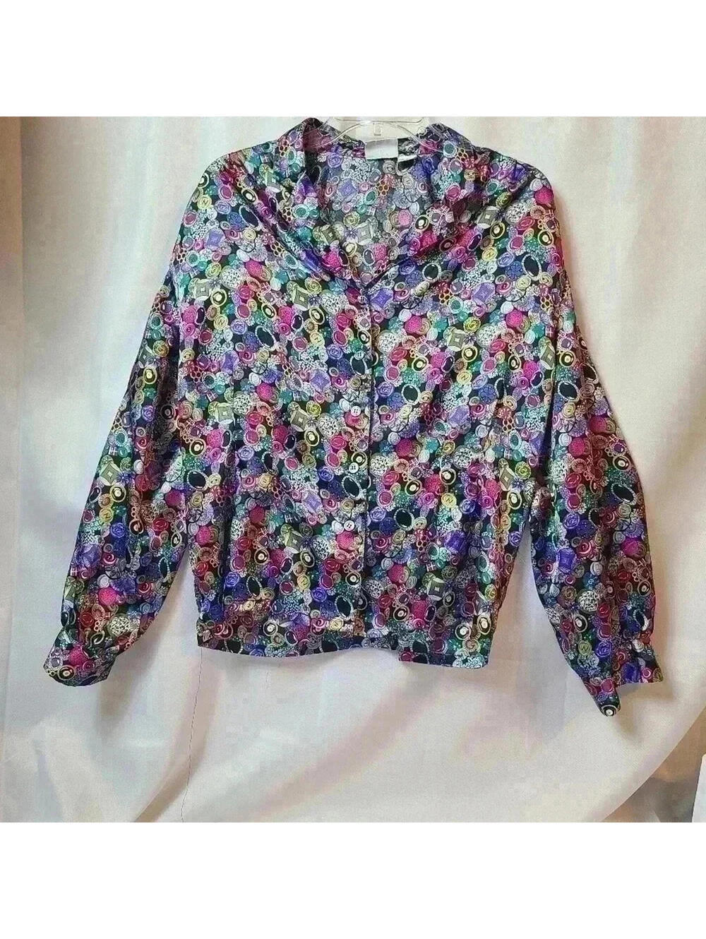 Vintage Koret Button Pattern Colorful Women's Dress Shirt